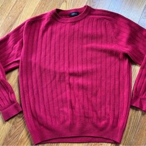 Barneys New York Deep Red Ribbed Sweater